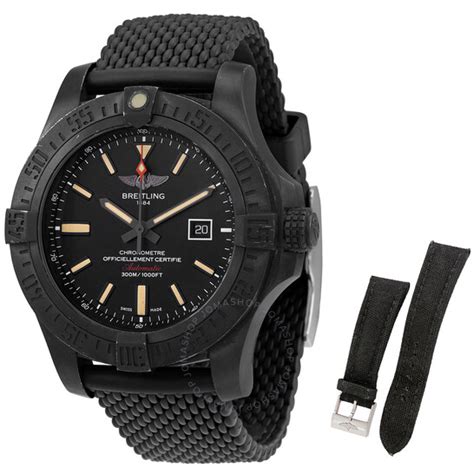 Breitling Avenger Blackbird Black Dial Canvas Military Strap